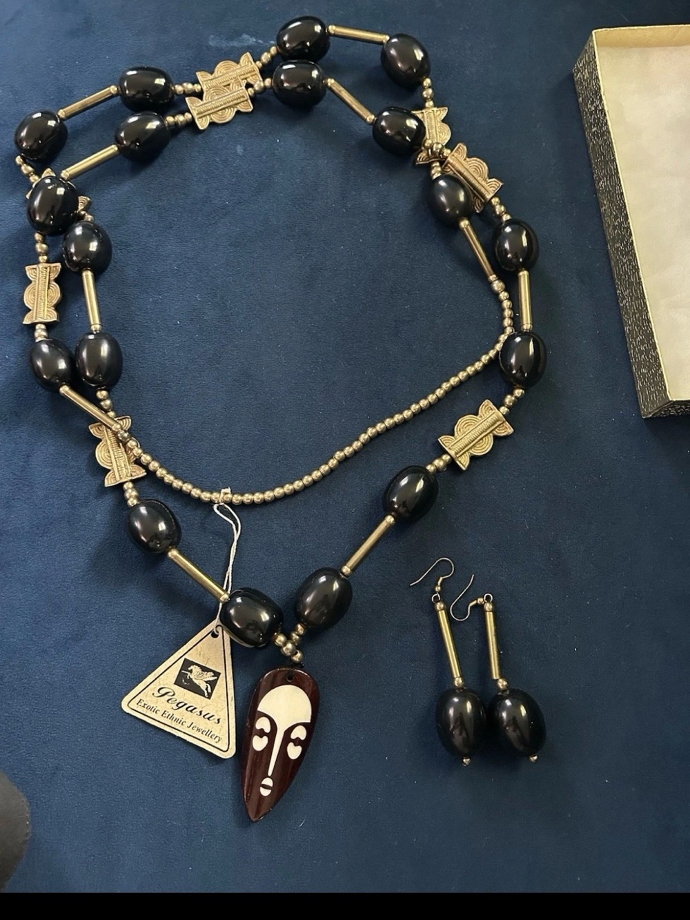 PEGASUS Necklace Earring Set Ethnic Exotic Jewellery Bone Mask